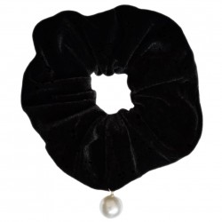 Elastic pentru par Cod ECD007LL din catifea Neagra cu perla sidefate
